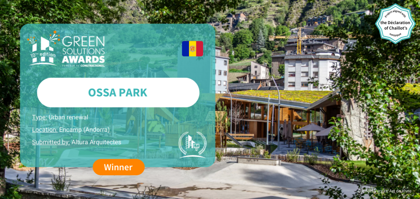 Guanyador del premi de renovació urbana dels Green Solutions Awards organitzats per Construction21