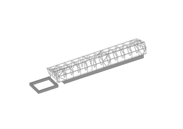 Axonometria de estructura de fusta del Refugi Illa