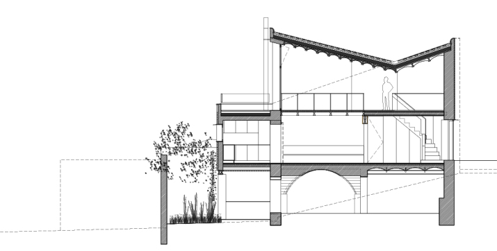 seccio proposta amb el pati i nova coberta