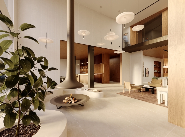 render lobby acces amb xemeneia