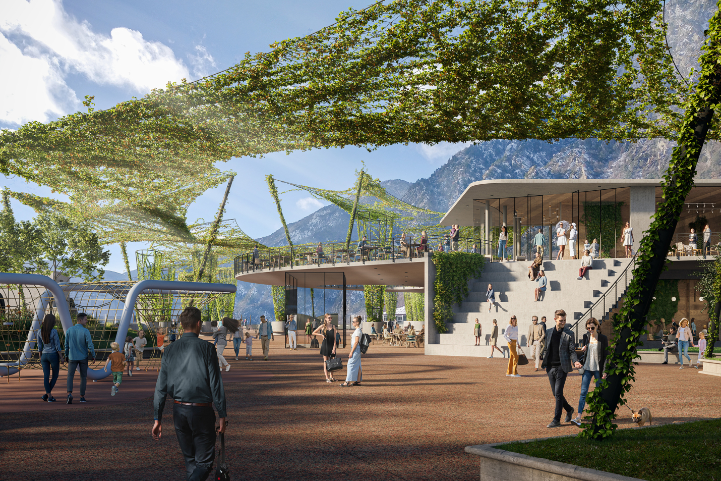 Envelat Verd a la Plaça del Poble | Un nou espai públic flexible i bioclimàtic